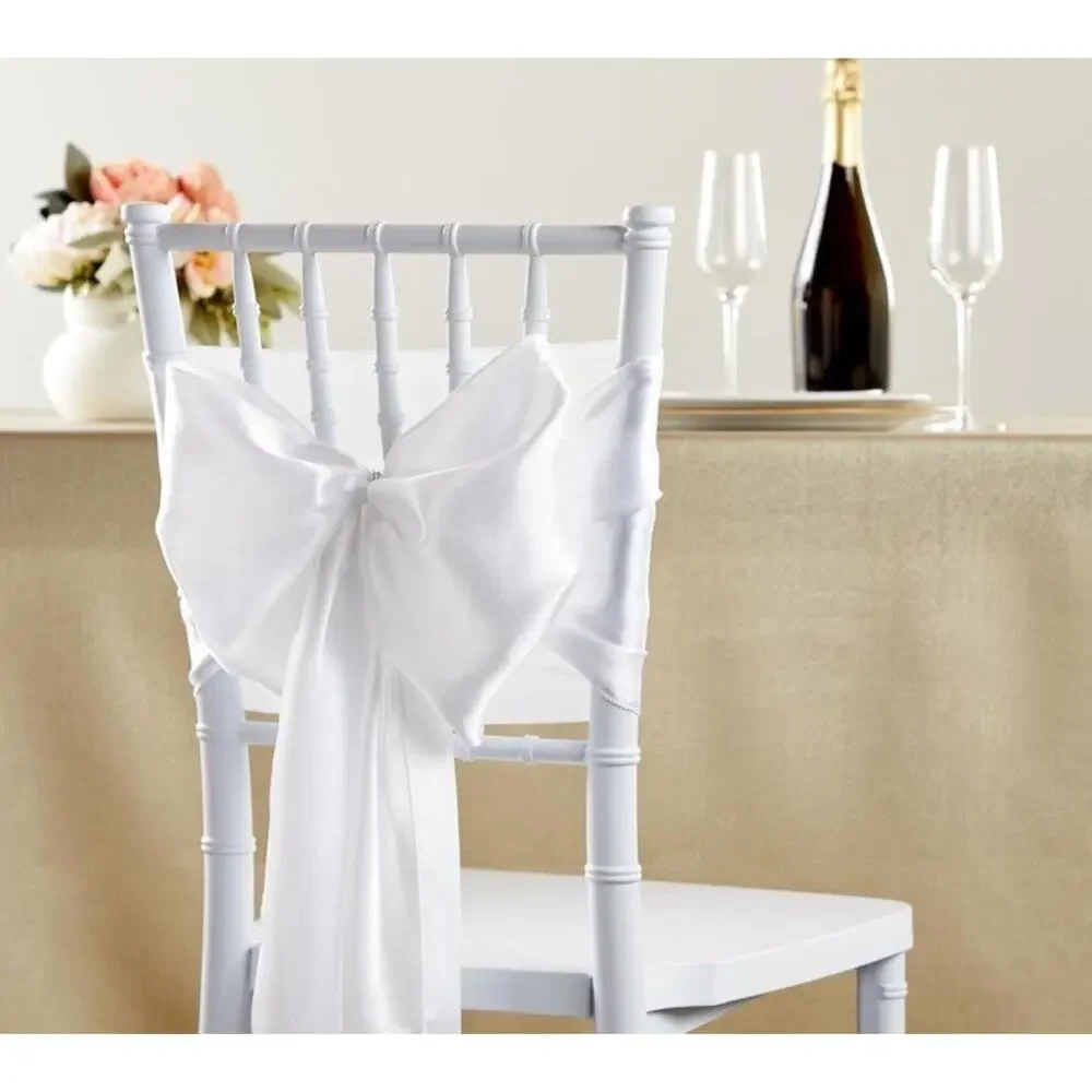 10-Pack White Satin Table Runners, 108 x 11” For Wedding Baby Shower Birthday